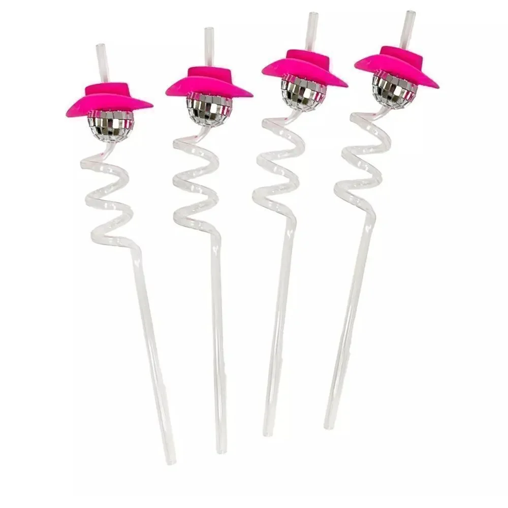 Pink and Silver Disco Swizzle Straws